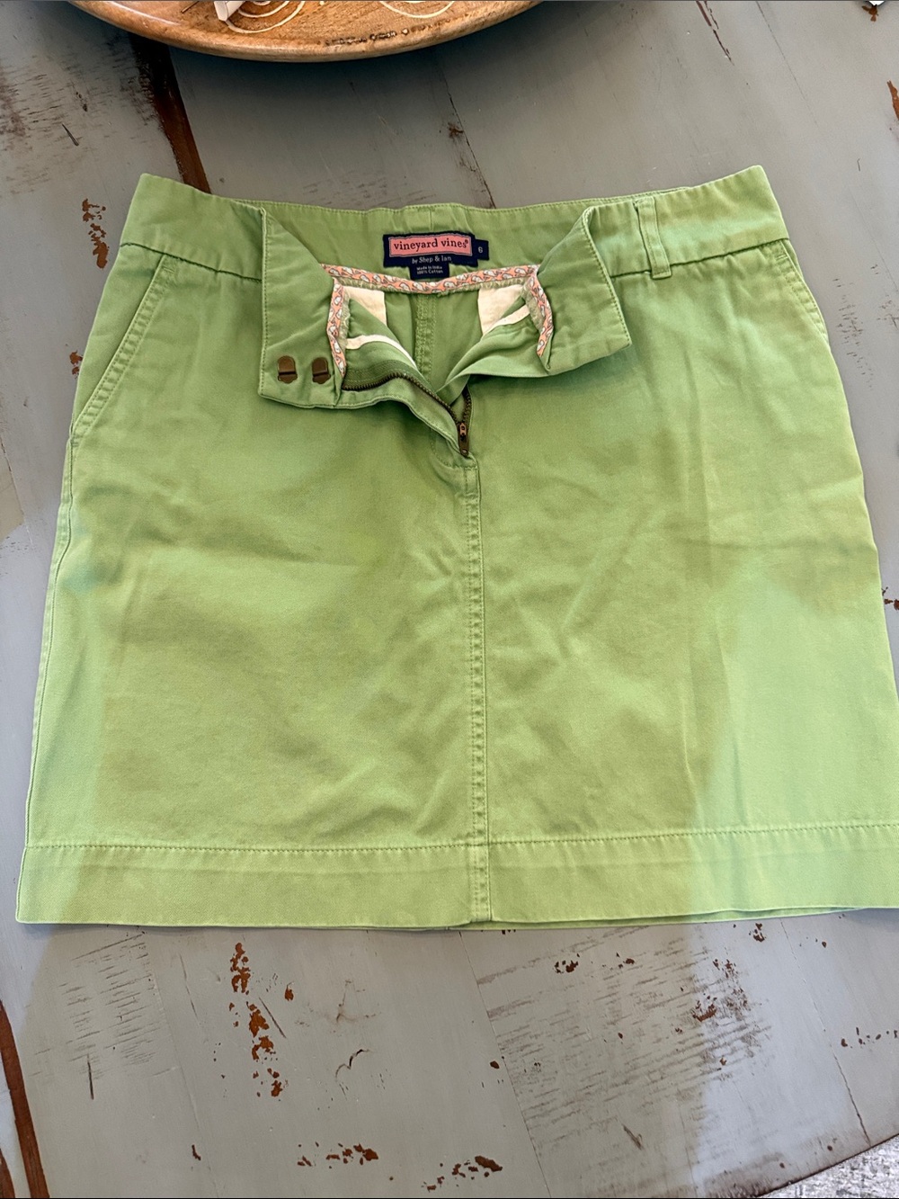 Vineyard Vines Lime Green Cotton Mini Skirt